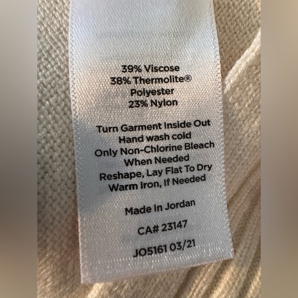 Talbots Cream Cowl Neck Sweater with Colorful Stripes NWT - Picture 11 of 12